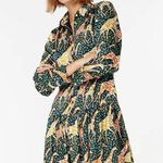 J.Crew NWT Shirtdress in Navy Saffron Giraffes Tiered Hem Fit Flare Dress XXS Photo 5