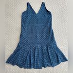 Ralph Lauren LAUREN Geo Tile Print Indigo Sky V-Neck Flutter Hem Dress Size 4 Photo 4
