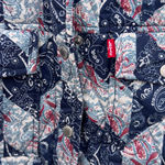 Levi's  Blue & White Paisley Quilted Snap Jacket M Photo 1