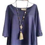 1Pc Boho Sweater Necklace Colorful Beaded Cream Tassel‎ Butterfly Charm Fashion Blue Photo 3