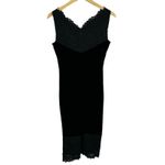 Calvin Klein  Velvet Black V Neck Dress with Lace Trim Size 2‎ NWT $129 Photo 5