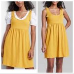Wild Fable  Tie-Strap Babydoll Textured Knit Dress Mustard Yellow Photo 1