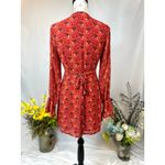One Way  Wrap Around Paisley Mini Dress Long Sleeves Red/Orange 12 Photo 8