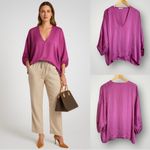 STARK dolman sleeve magenta satin blouse Purple Photo 1