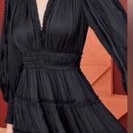 Ulla Johnson Amara Dress Noir Black Plisse Satin Mini Dress Size 4 Small Ruffle Photo 0