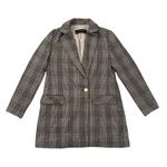ZARA  Glen tan & brown plaid oversized blazer jacket size M Photo 13