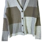 J. Jill Patchwork Cable Knit Cardigan Womens XS Neutral Brown Cozy Cottagecore Photo 3