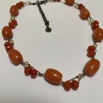 Talbots Signed  Orange Beaded Necklace Adjustable Length Photo 4