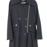 via spiga Black Asymmetrical Zip Pleated Hem Double Breasted Wool Coat Size 14 Photo 0