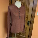 American Eagle  Rust Henley Sweater | Lightweight Knit Long Sleeve Photo 7