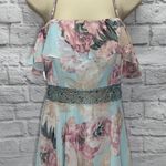 Mori Lee  Prom Dress 99024 Gardner Size 6 Blue Floral Beaded Off Shoulder Ruffle Photo 3