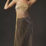 Anthropologie Gold Shimmer Sparkle Tube Mesh Sheer Top Photo 1