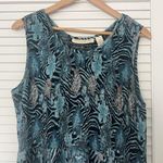 French Laundry  Womens Floral Zebra Blue Beaded Fringe Sleeveless Dress Lagenlook Photo 1