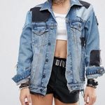 The Ragged Priest Women's Blue Patchwork Oversized Denim Jean Jacket Size S Photo 2