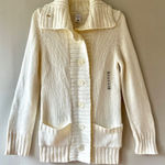 Old Navy Sz S Oversized Funnel Neck Rib Knit Cream Sweater Coat Pockets Photo 0
