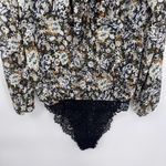 Free People Intimately  Bodysuit Medium Black Floral Lace Ruffle Whimsigoth Bells Photo 2