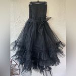 Pilcro and the Letterpress NWT Pilcro Black Strapless Detachable Tulle Lace Hourglass Midi Dress; size M Photo 3