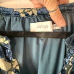 Greylin Floral Velvet Mini Dress Navy Blue Green Tie Waist Large Whimsigoth Photo 6