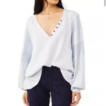Free People  Callisto Henley Baby Blue Waffle Knit Oversized Women’s size XS Photo 13