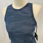 DYI  Define Your Inspiration Tap Back Tank Top in Chambray Camo (Semi Sheer Mesh) Photo 1