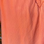 Soft Surroundings Coral Orange Fringed Boho Diagonal Hem Cotton & Lace Top MP Photo 11