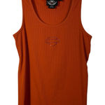 Harley Davidson  Women's Y2K Orange Rhinestone Emblem Ribbed Tank Top XL Biker Photo 0