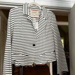 Anthropology short stripe blazer White Size L Photo 0