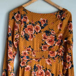 Free People NEW Morning Light Golden Yellow Print Long Sleeve Mini Dress Photo 9