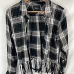 Rails  Button Front Fringe Bottom Plaid Flannel Size Small Photo 2