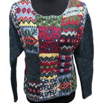 Liz Claiborne Vtg 80s 90s Ugly Cosby Granny Sweater Xmas Hand Knitted Wool SZ M Photo 0