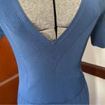 Jason Wu Blue Pleated Fit & Flare Midi Dress with V-Neck Photo 2