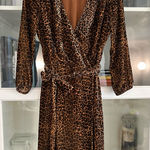J.Crew J.‎ Crew True Wrap Lined Dress in Drapey Velvet Leopard Print Size 0 Photo 0