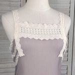 matty m  Vintage 100% Silk Cami Top Lace Trim Light Gray/Lilac-Medium Photo 1