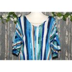 Cato Est. 1946 Ladies Blue Blouse Top Size S Beaded Faux Necklace Bell SS V-Neck Photo 1