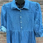 Tommy Hilfiger Chambray Denim Blue Popover Tiered Shirt Dress Womens Size 8 New Photo 2
