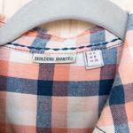 Holding Horses Womens Plaid Button Down Shirt Size 4 Coral Navy Western Boho Photo 3