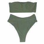 Zaful new ❤︎ Bandeau High Cut Bikini 2PC Swimsuit ❤︎ Army Green ❤︎ 6 Top / 4 Btm Photo 9
