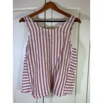 Nicole Miller NY Linen Sleeveless Tank Top Women's Medium Red Striped Nautical Photo 3