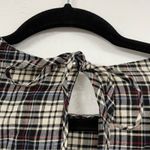ZARA  Black White & Red Plaid Balloon Sleeve Tie Back Long Sleeve Blouse Womens M Photo 6