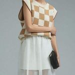 Maeve  By Anthropologie Checkered Sweater Vest Women's Size M Neutral BOHO #160 Photo 0