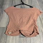 Free People Rose Pink Crop Top Twist Knot Front; Medium Women's Photo 6