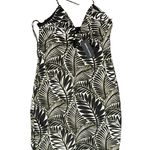 Christian LaCroix  Black Beige Palm Frond Leaf Satin Halter Dress size S NEW Tags Photo 0