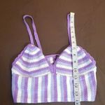 Divided by H&M Tank Top Cropped Small Striped Crochet Bohemian Beach Festival Purple Photo 13