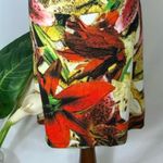 Carmen Marc Valvo Bold Multicolor Tiger Lillies Split Short Sleeve Dress L Photo 11