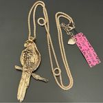 Betsey Johnson Gold-tone Enameled Bejeweled Rhinestones Parrot 30” Necklace Photo 3