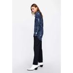 ZARA  Blue 100% Viscose Snake Print Hi Low Tie Neck Blouse Shirt Top Size Medium Photo 8