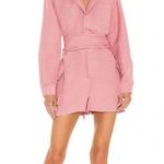 Revolve NWOT L'Academie Eden pink Tie waist linen romper size US small Photo 1