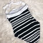 Ralph Lauren  Black White Striped Halter Swimsuit Photo 3