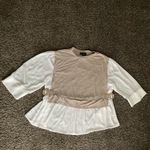 COCOMO Woman 2X Taupe/White Layered Blouse w/ Buckled Vest Overlay Tan Photo 1