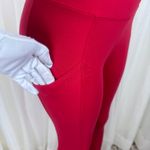 New Women's Zenana Wide Waistband Full Length Leggings With Pockets Red Small Photo 4